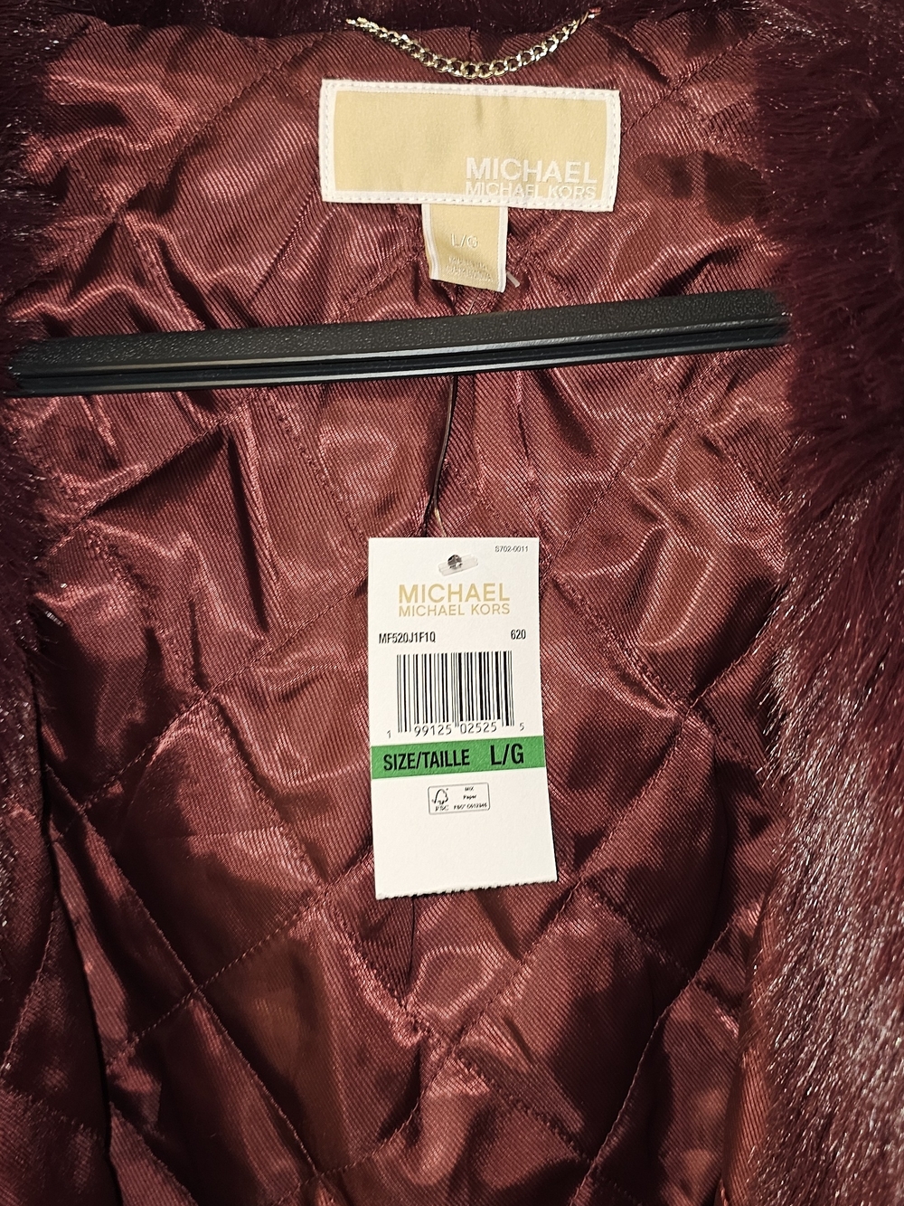 Michael Kors Women's Faux Fur Coat in Burgundy - Picture 4 of 5